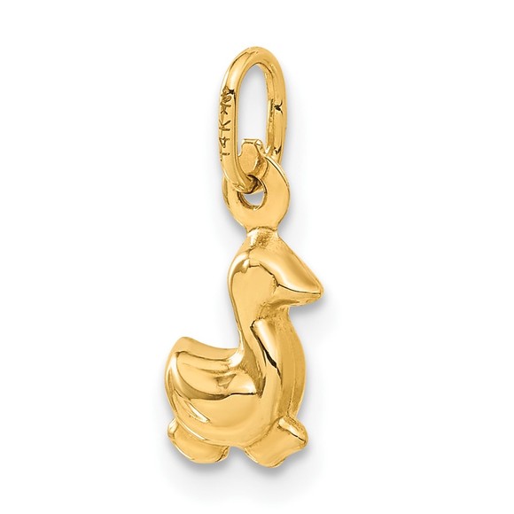 14k Yellow Gold Mini Animal Bird Duck Necklace Charm Pendant - Picture 5 of 5